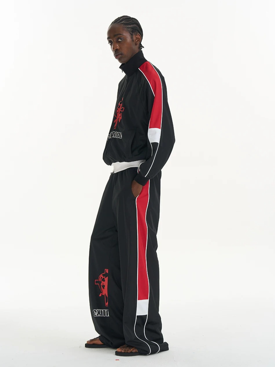 Sport Print Panel Track Pants