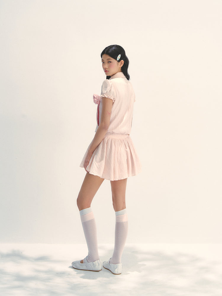 Pink Shirt-style Waist - cinched Dress - CHINASQUAD