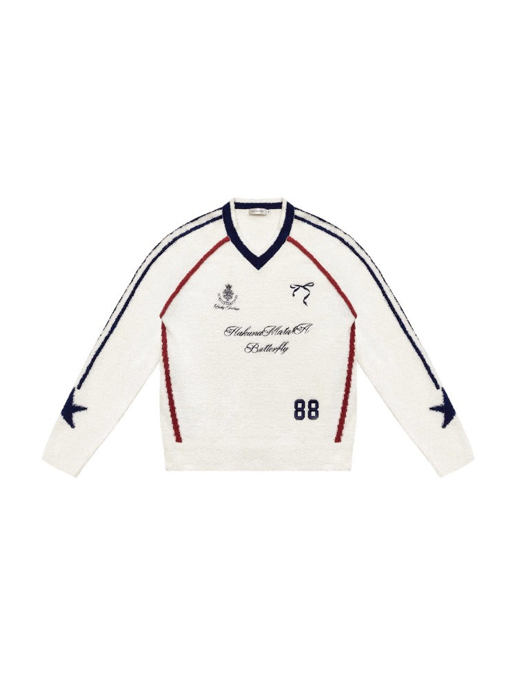 American Sports Bow Embroidered Sweater