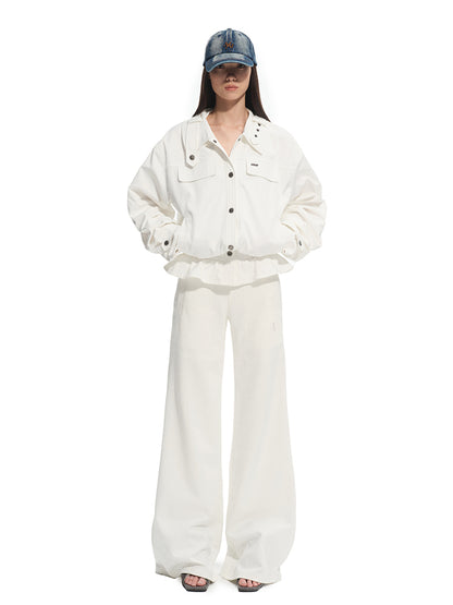 Fine Twill Wrinkle-Resistant Hem Pleated Silhouette Jacket - CHINASQUAD