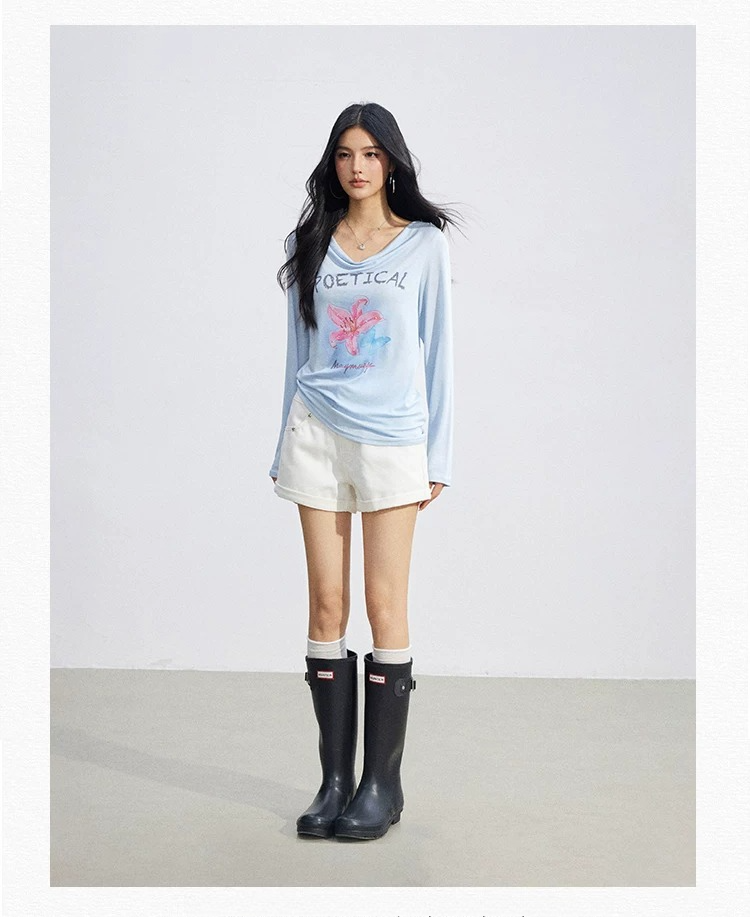 Soft Drape Floral Sun Protection Long Sleeve Top