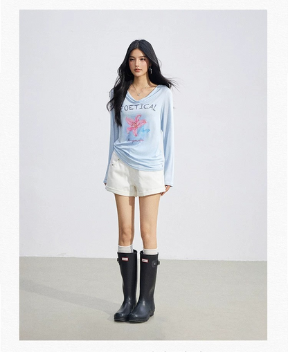 Soft Drape Floral Sun Protection Long Sleeve Top