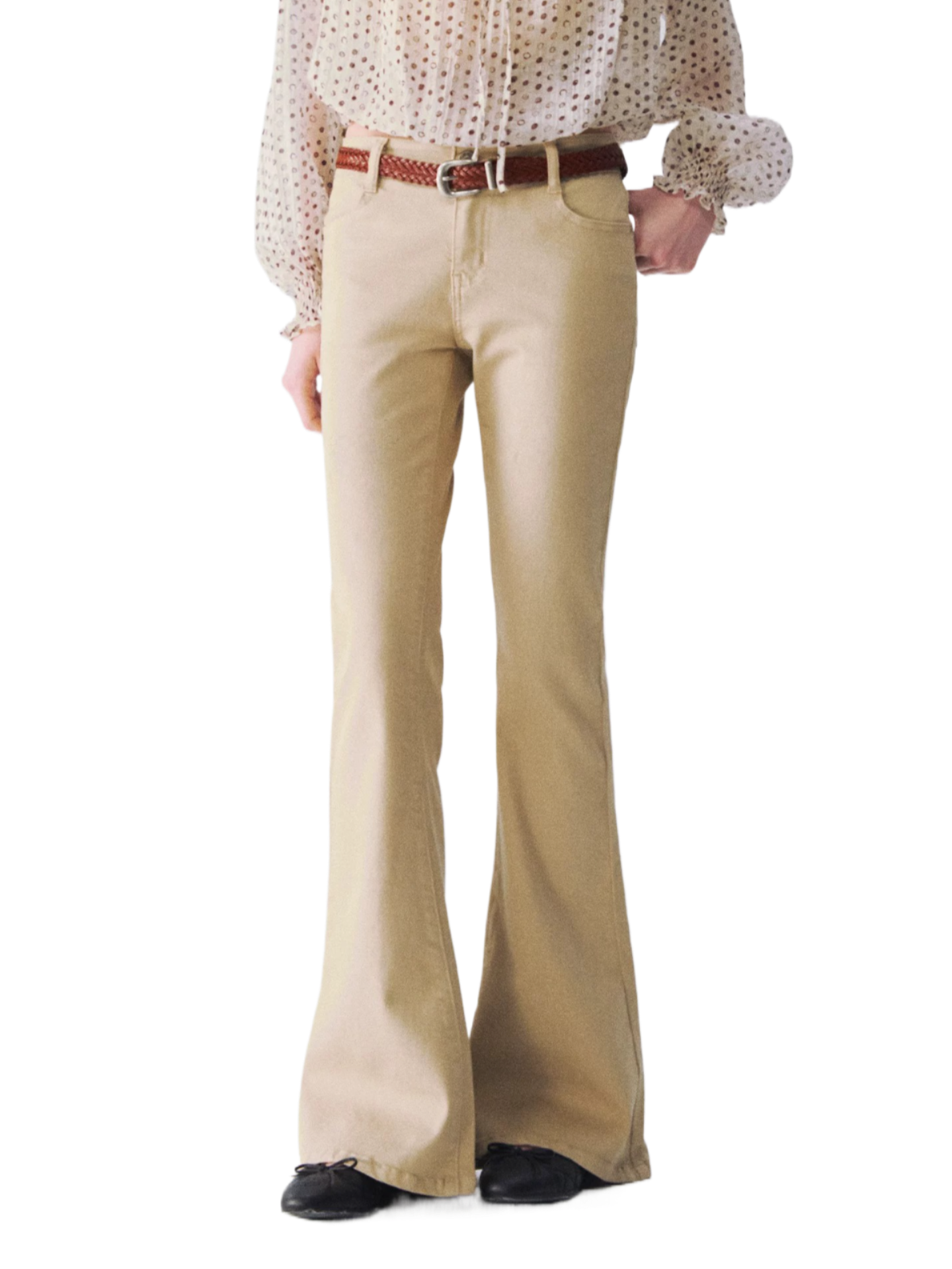 Garment-Dyed Flared Denim Jeans