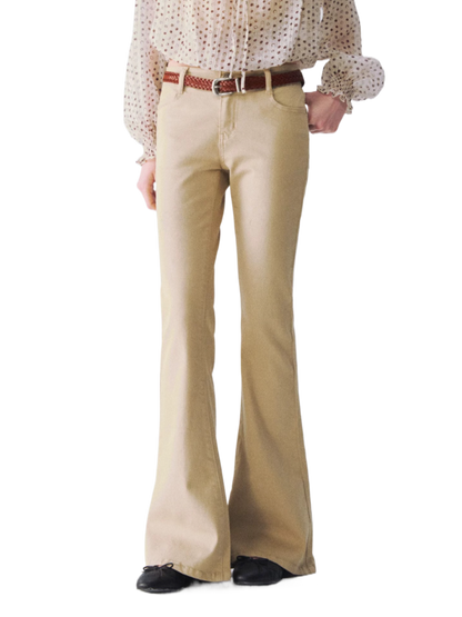 Garment-Dyed Flared Denim Jeans