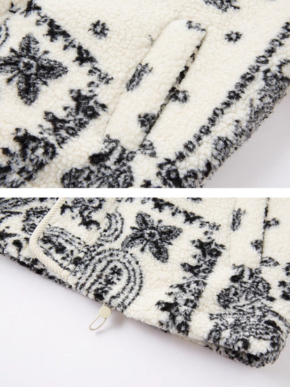 Jacquard Fleece Hooded Casual Jacket