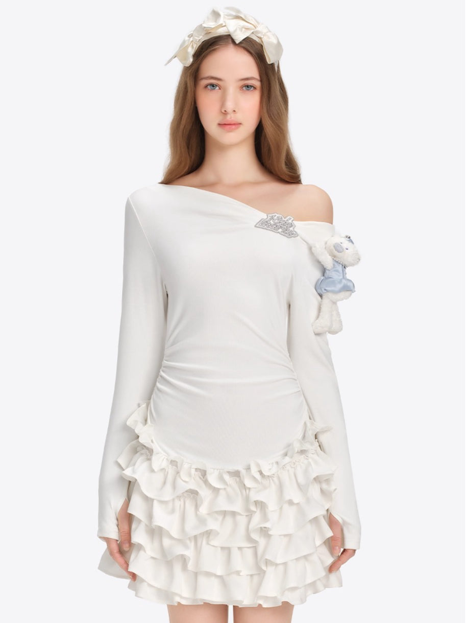 Off-Shoulder Tiered Mini Dress