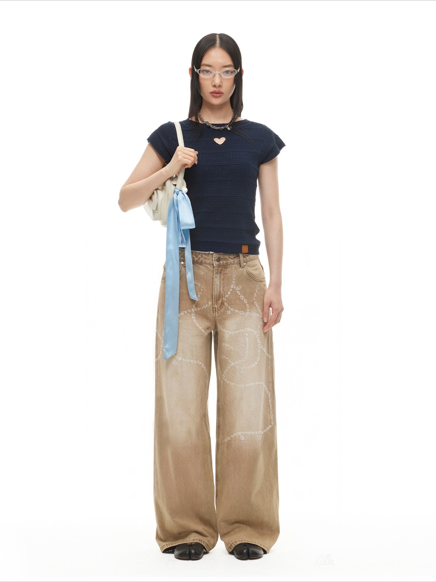 Heart Cut-Out Linen Blend Slim Tee
