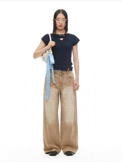 Heart Cut-Out Linen Blend Slim Tee