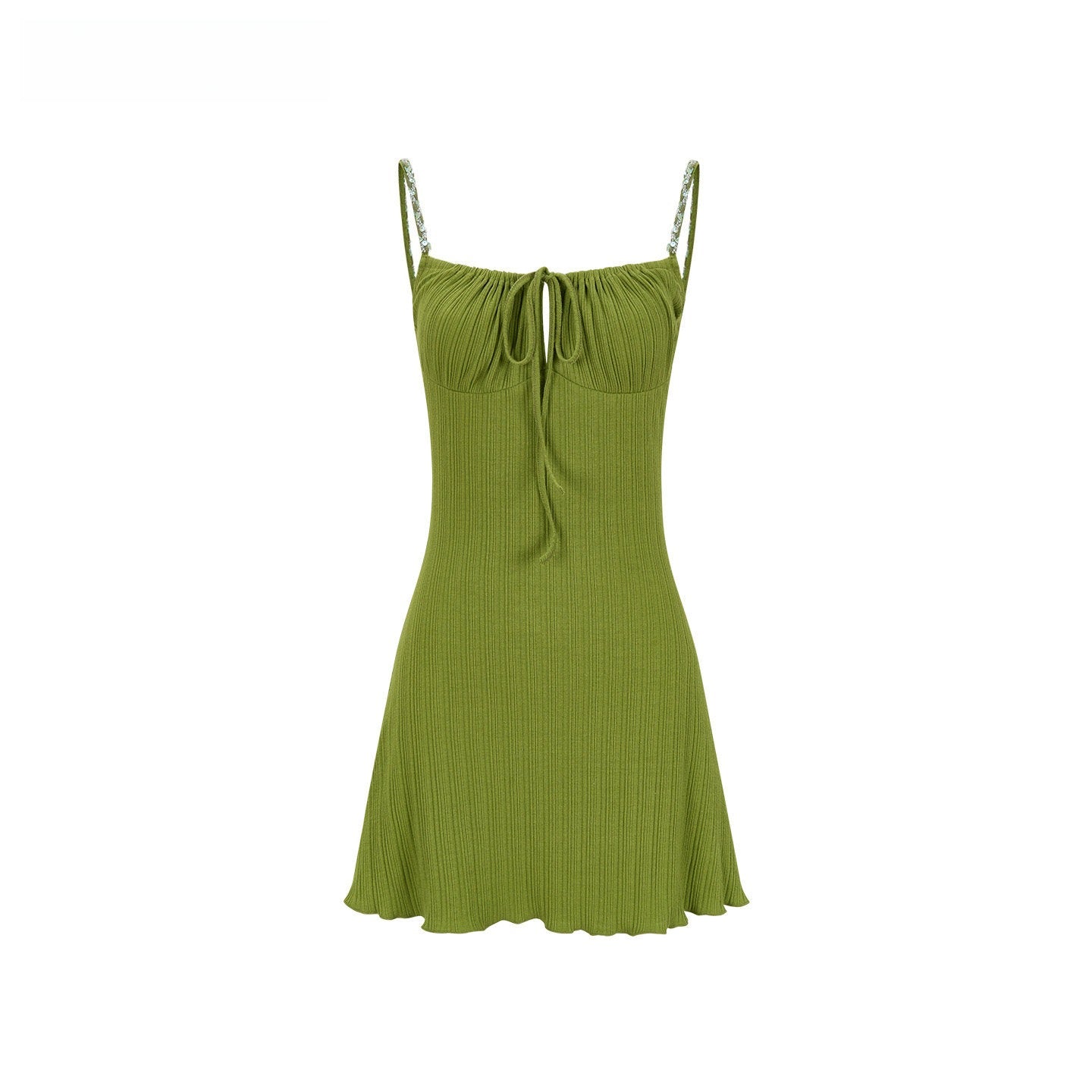 Avocado Green Slim-Fit Midi Slip Dress