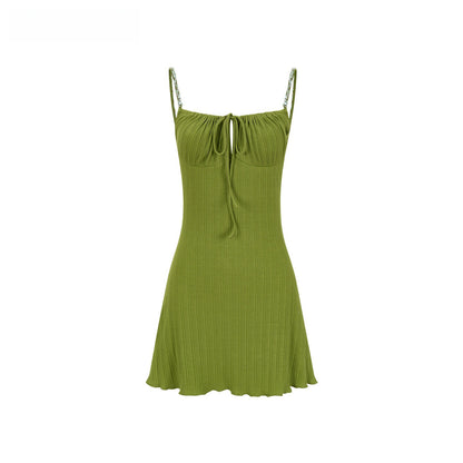 Avocado Green Slim-Fit Midi Slip Dress