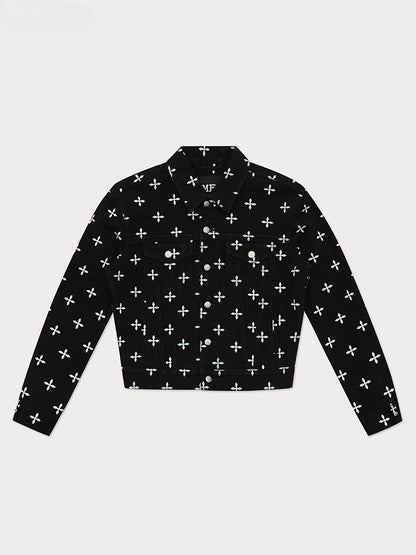 Black Garden Printed Denim Jacket