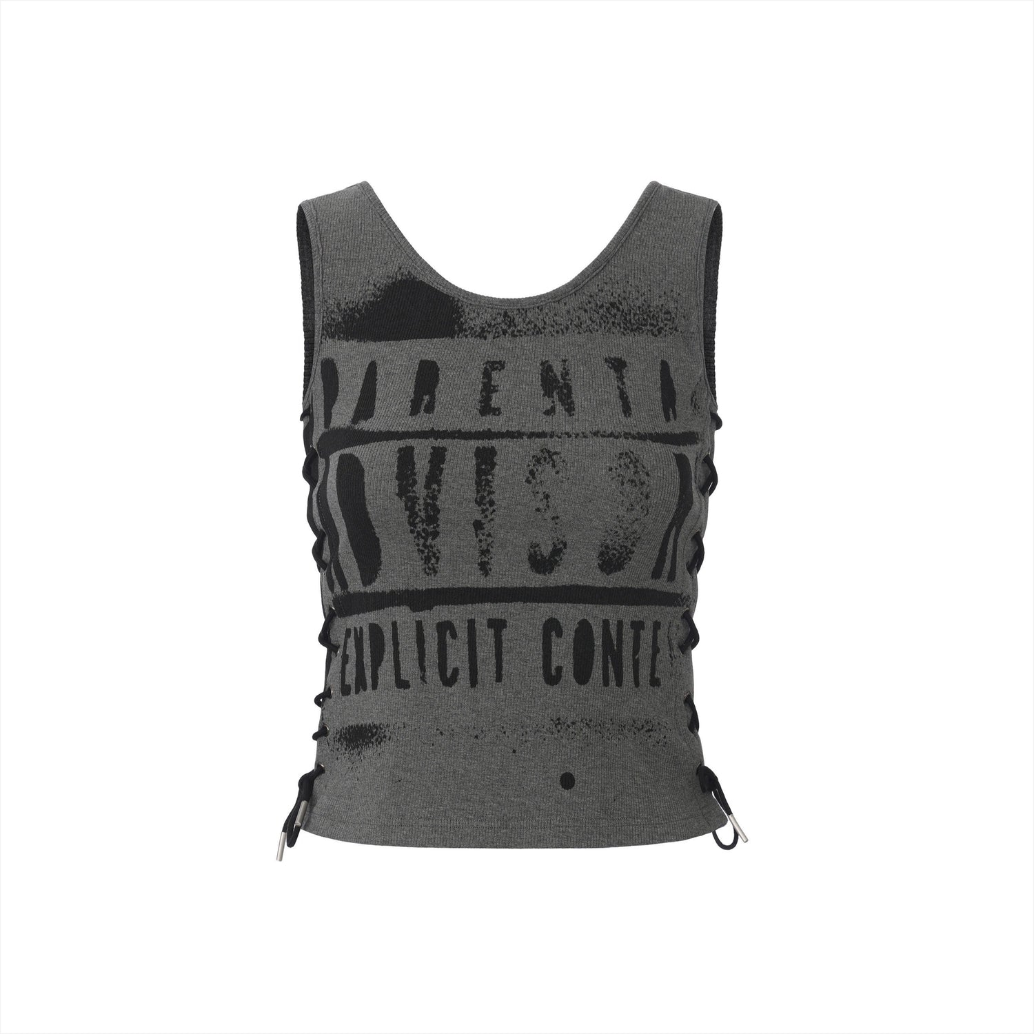 Drawstring Punk Printed Tank Top