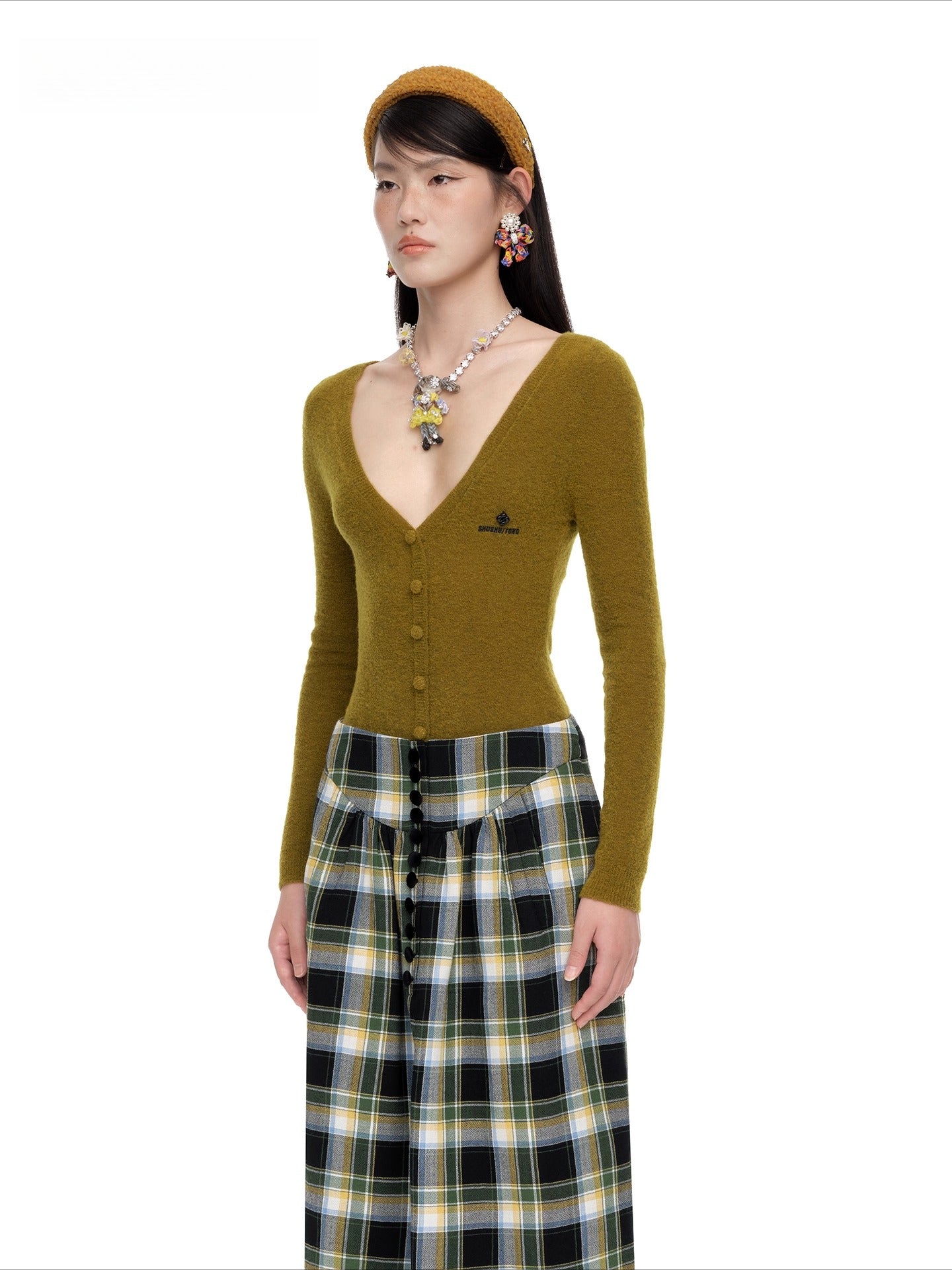 V-Neck Wool-Blend Knit Bodysuit