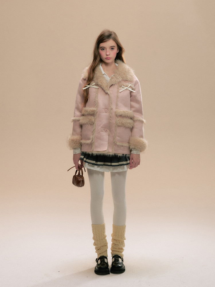 Pink Cedar Faux Fur Coat