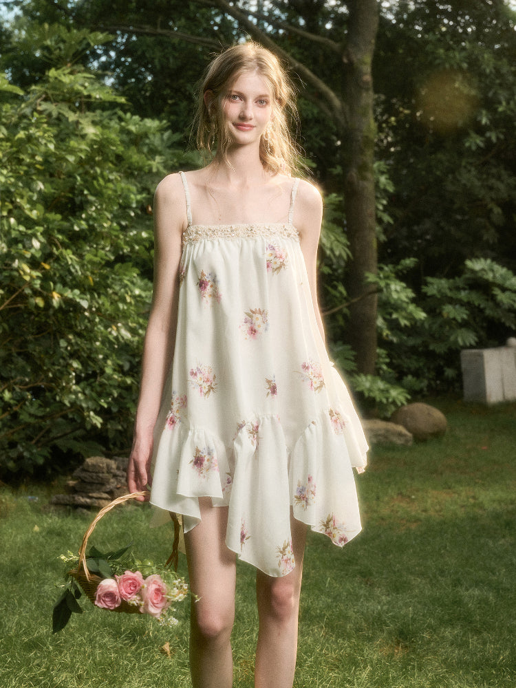 Irregular Lace Puff Dress - CHINASQUAD