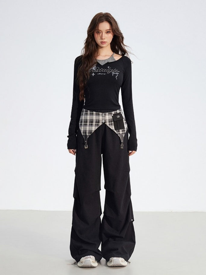 Detachable Plaid Utility Cotton Pants