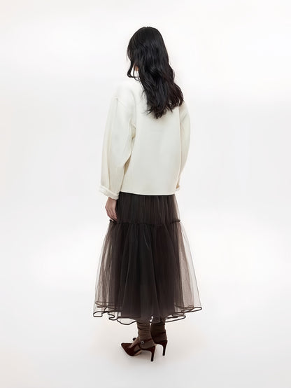 Wool-Blend Cropped Coat