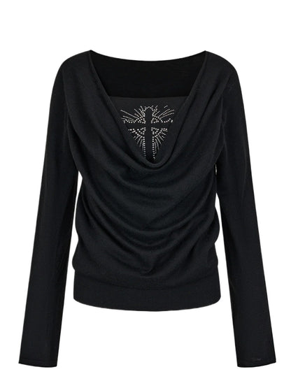 Double-Layer Cross-Drilled Knit Top