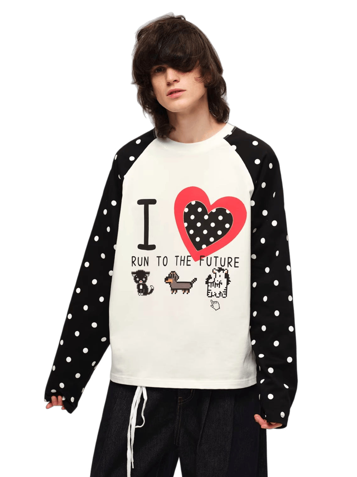 Vintage Heart Contrast Long-Sleeve T-Shirt