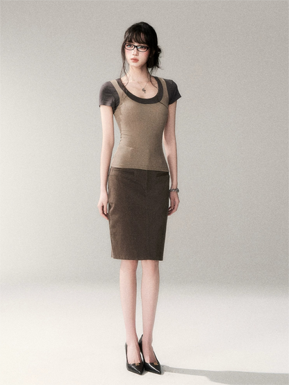 Contrast Trim Fitted Short Sleeve Tee