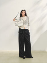Two-piece Double-layer Ruffle Tie Straight Pants - CHINASQUAD