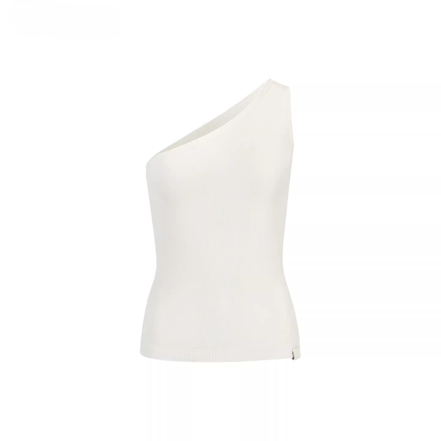 Asymmetric One-Shoulder Lyocell Blend Knit Tank Top