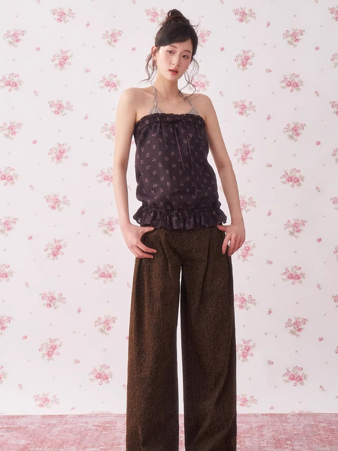 Vintage Floral Halter Camisole