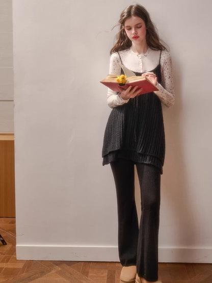 Wool-Blend Vintage Top &amp; Ruffle Pants Set