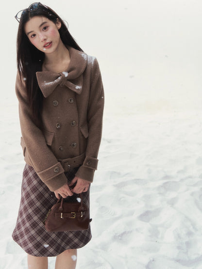 Vintage Double-Breasted Chestnut-Warm Jacket