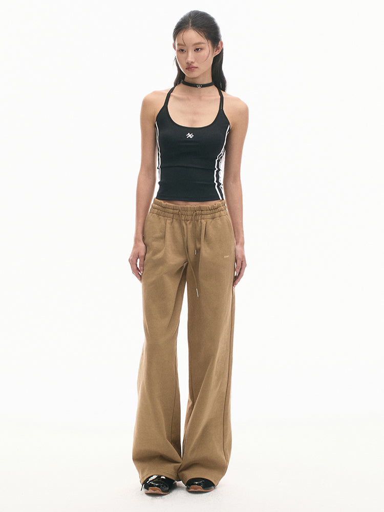 Retro Wide-Leg Elastic-Waist Pants