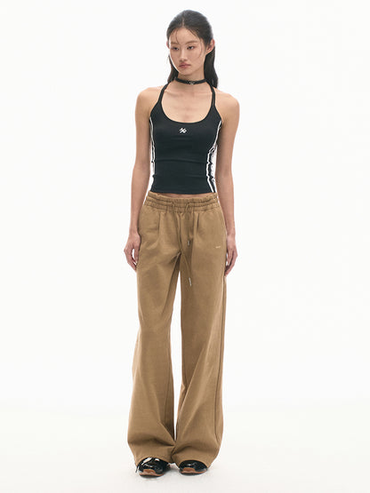 Retro Wide-Leg Elastic-Waist Pants