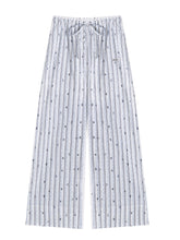 Striped Print Patchwork Embroidery Lace Straight Pants - CHINASQUAD