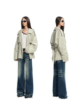 Draped Shoulder Oversize Trench Coat - CHINASQUAD