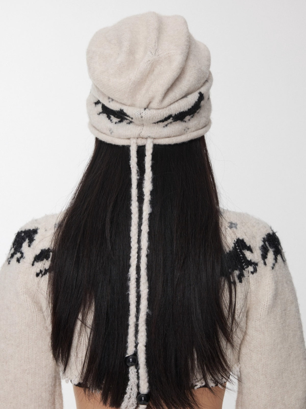 Fair Isle Pony Jacquard Knit Beanie