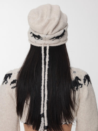 Fair Isle Pony Jacquard Knit Beanie