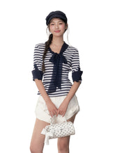 Soote Season Striped Ribbon Cuffed T-shirt - CHINASQUAD