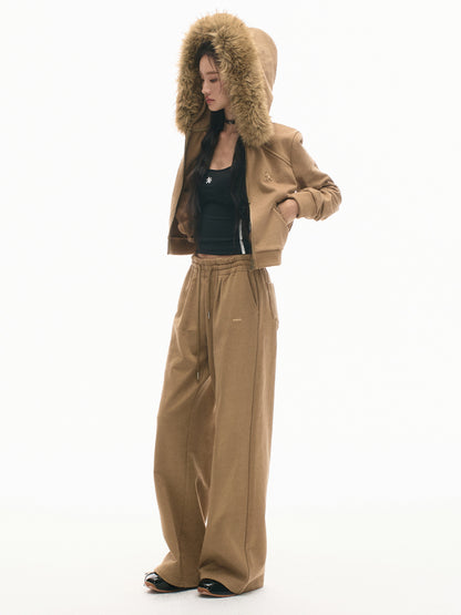 Retro Wide-Leg Elastic-Waist Pants