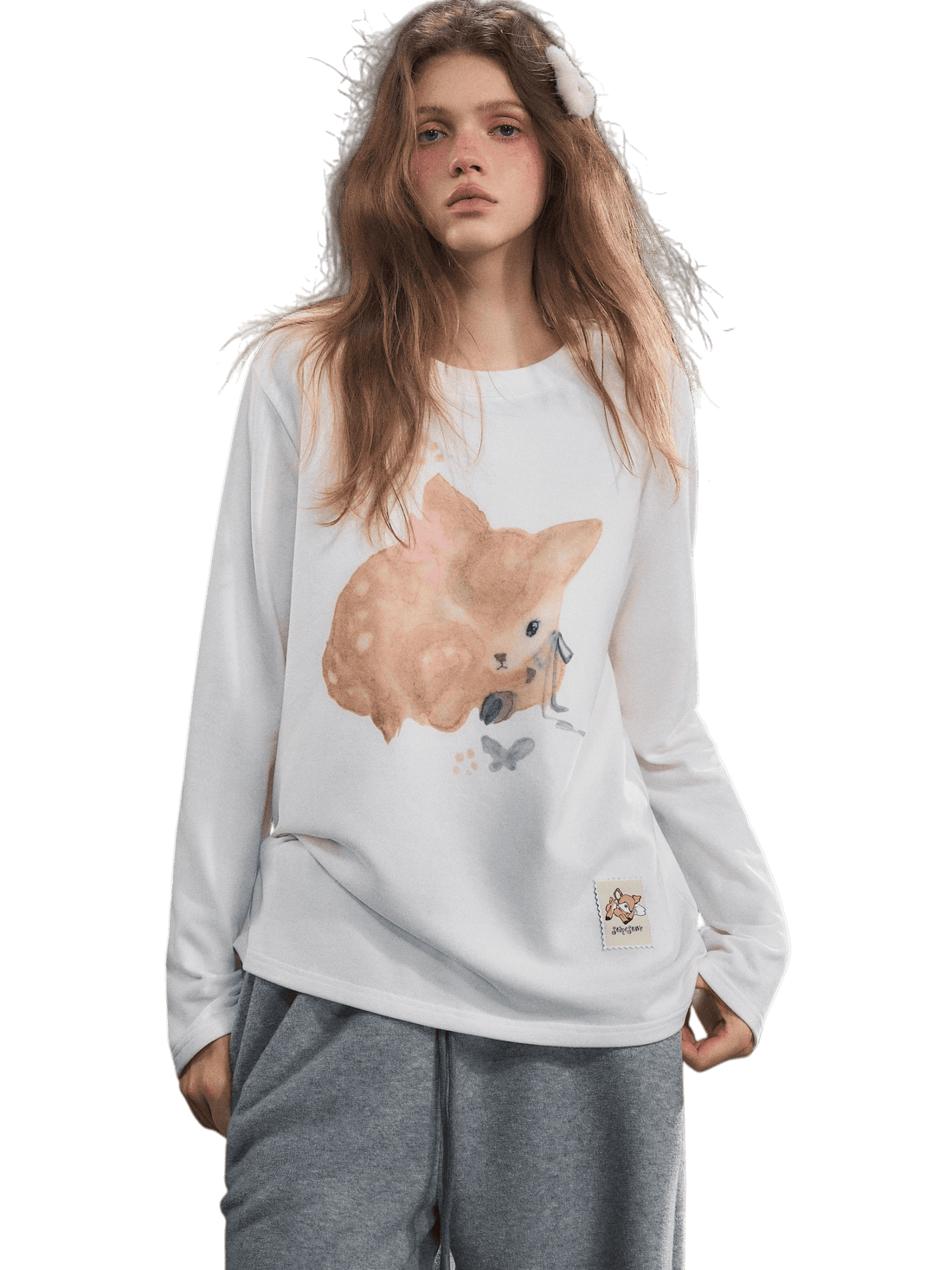 Whispering Fawn Plush Long-Sleeve Tee