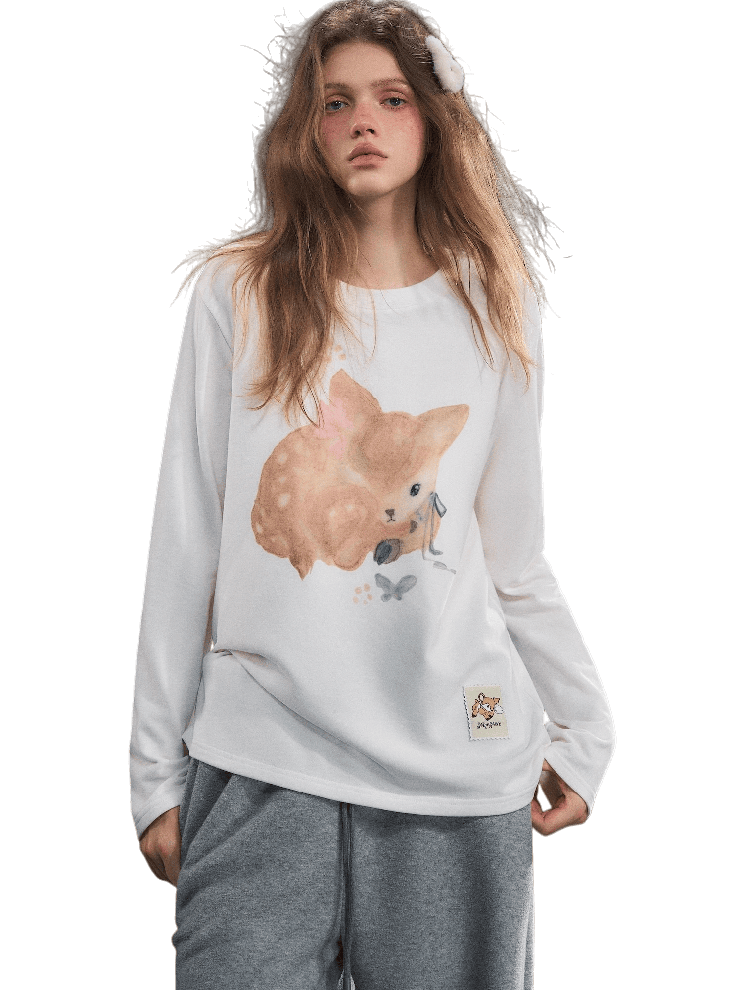 Whispering Fawn Plush Long-Sleeve Tee