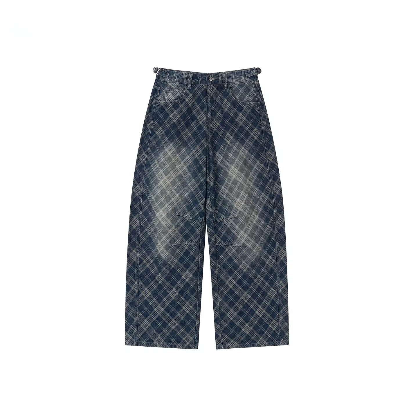 Vintage Washed Plaid Denim Pants