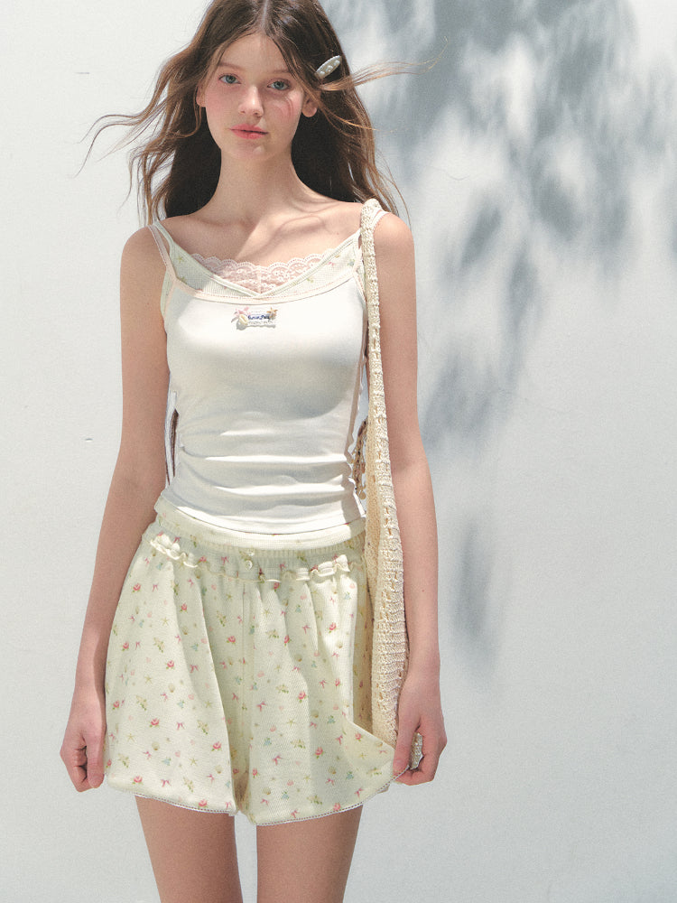 Fake Three-piece Lace Shell Logo Camisole T-shirt - CHINASQUAD