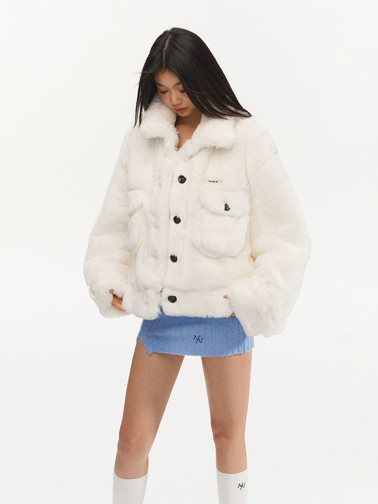 Loose Fit Casual Faux Fur Jacket