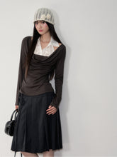 Fake Two-Piece Draped Neck Knit Top - CHINASQUAD