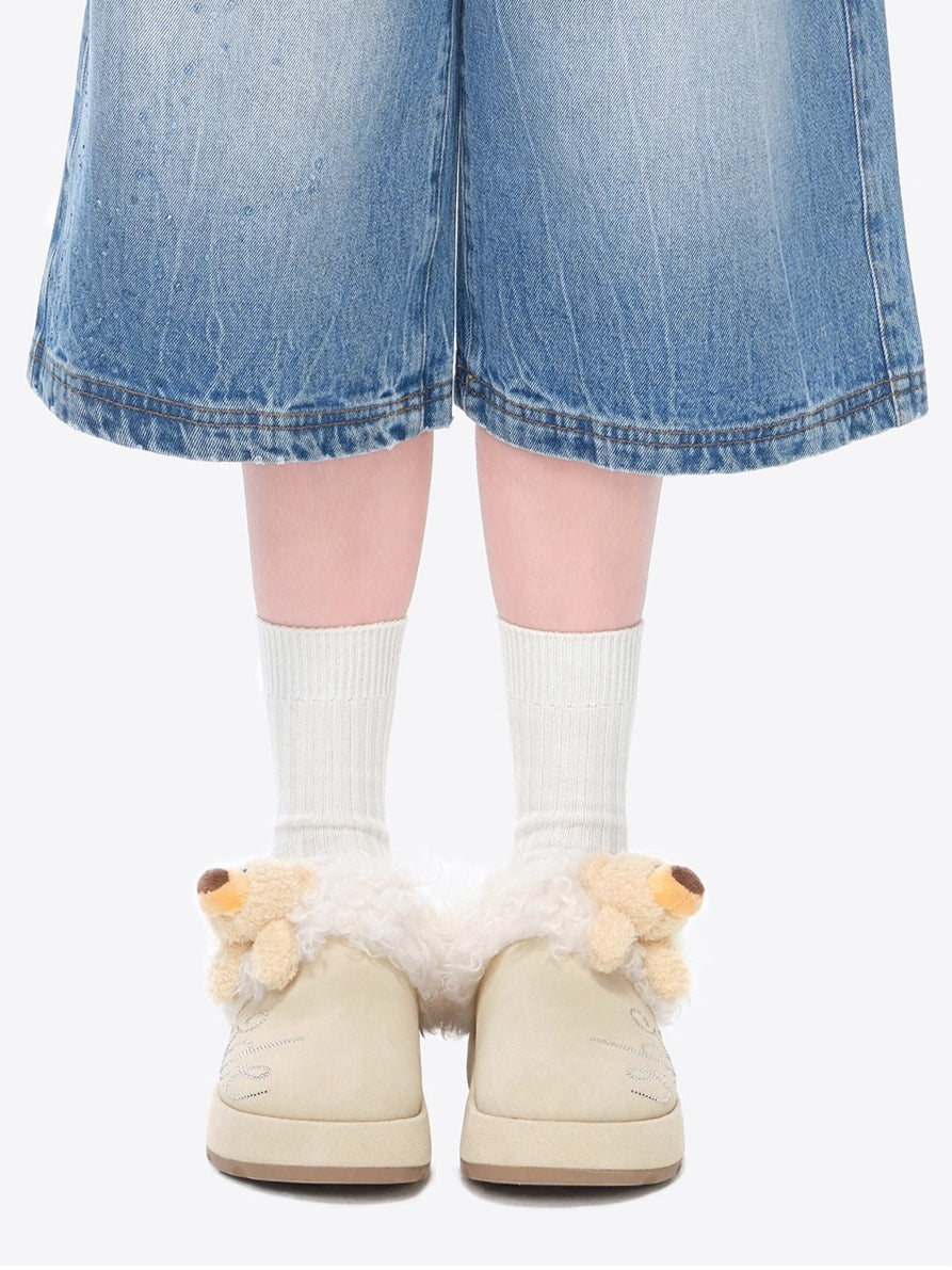 Plush Lined Platform Mule Snow Boots