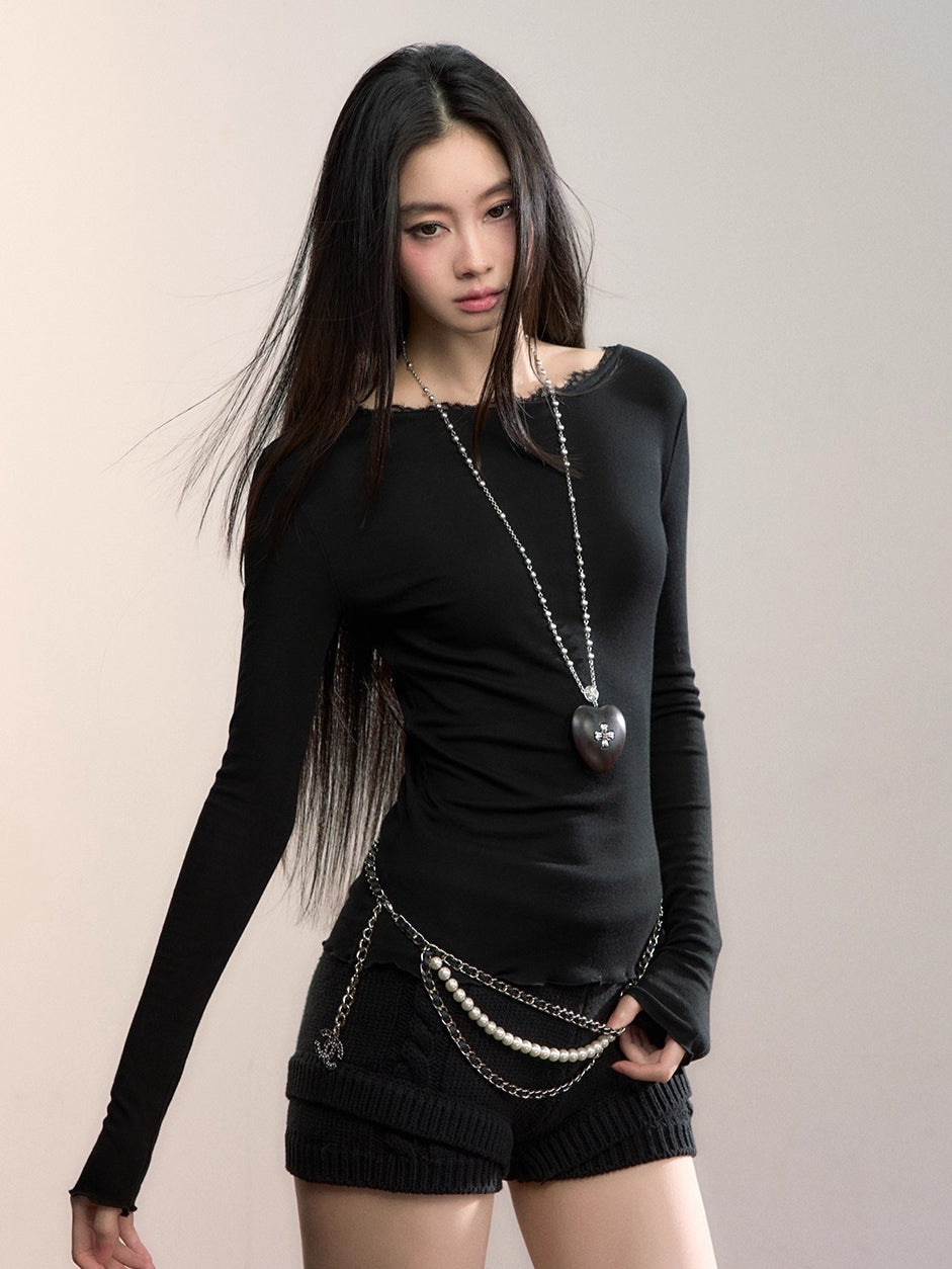 Textured Knit High-Waist Shorts