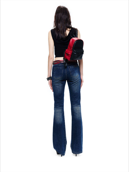 Enzyme-Washed Straight Denim Pants