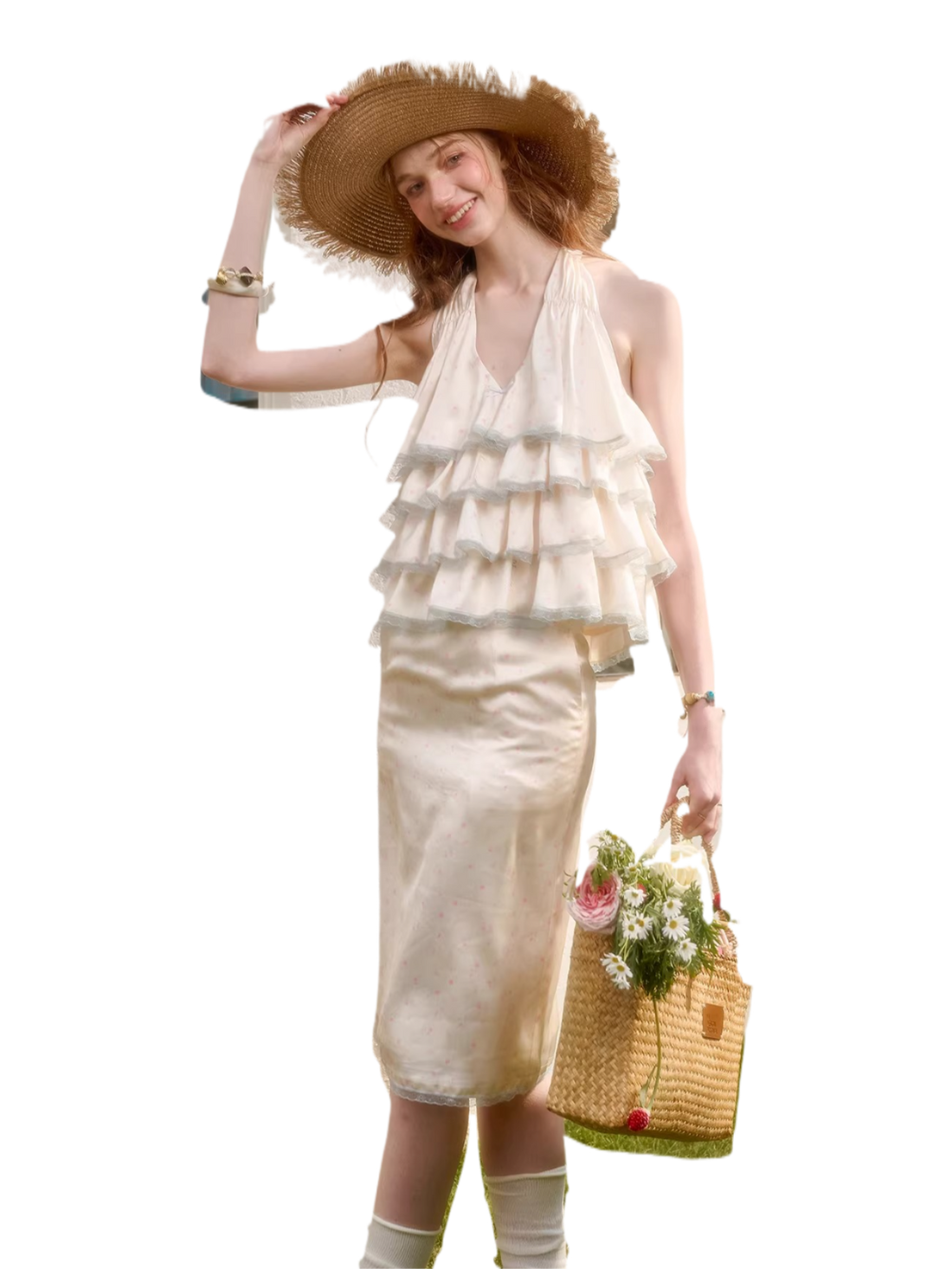 Lemon Blossom Satin Lace Set