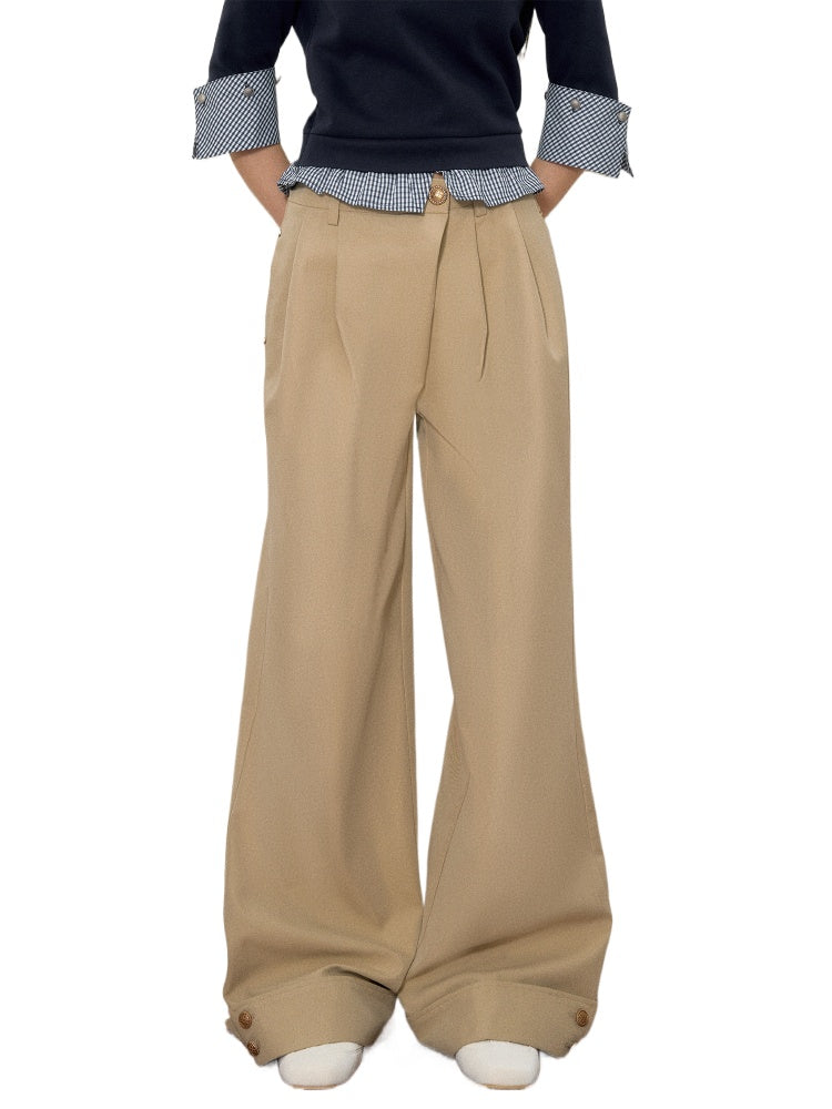 Diagonal Fly Pleated Cargo Pants