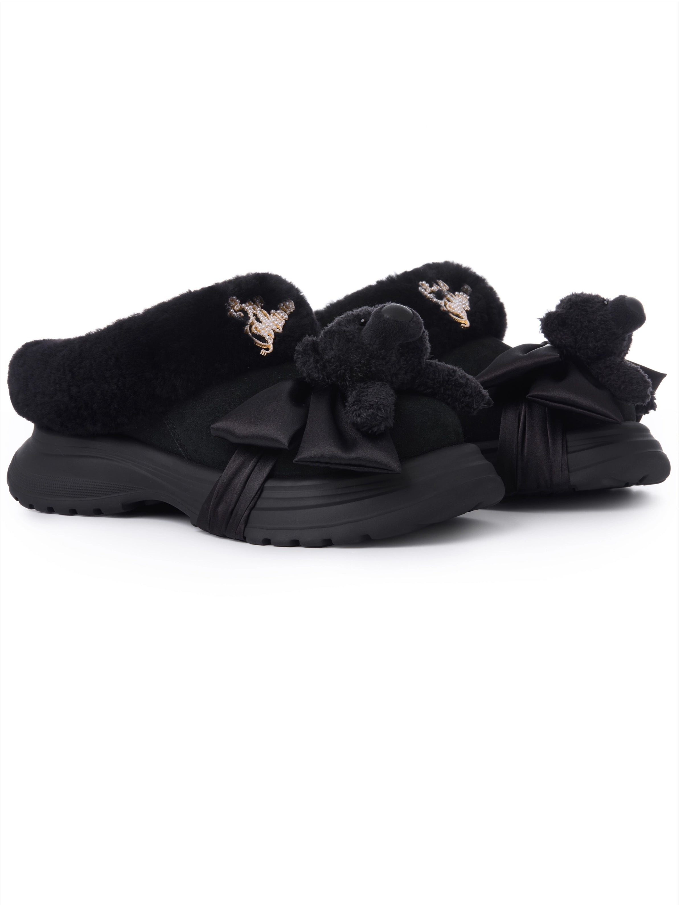 Teddy Plush Platform Winter Mule Slippers