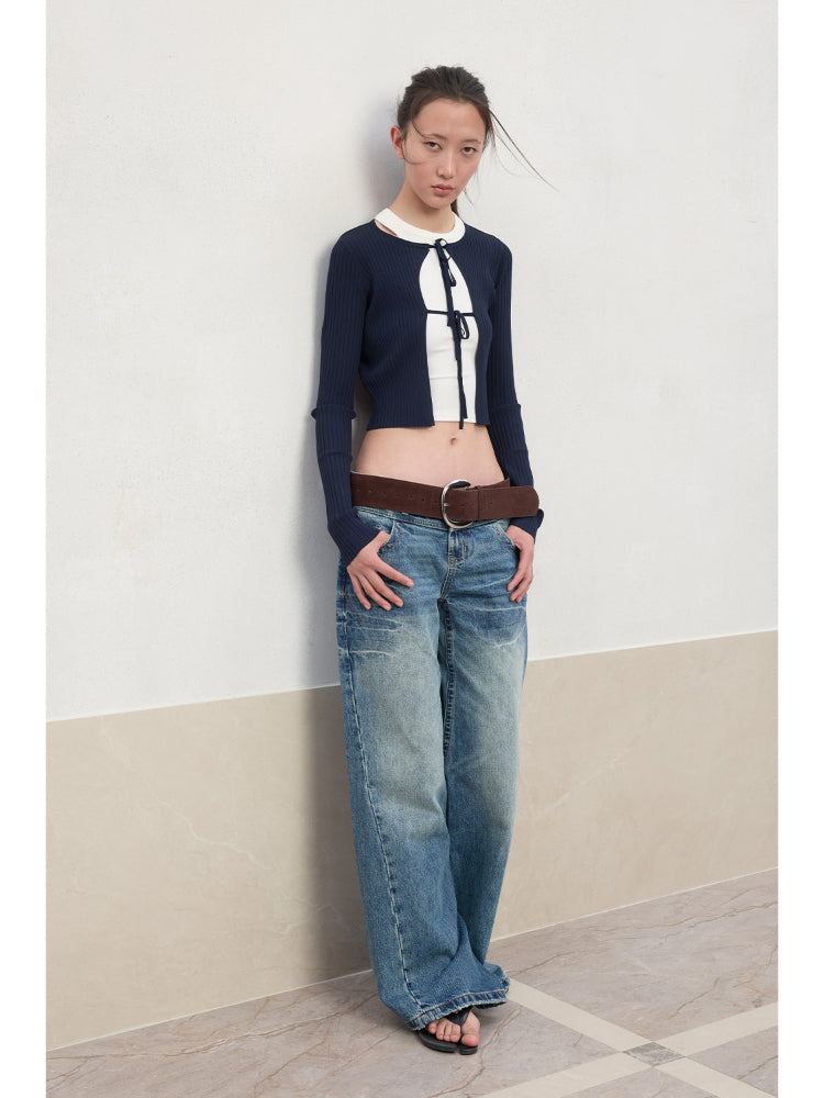 Spun Long-Sleeve Knit Cardigan